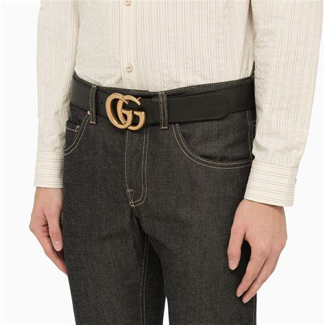 gucci cintura gg uomo metallo pelle 115 di colore nero|Cintura GG in pelle in Nero .